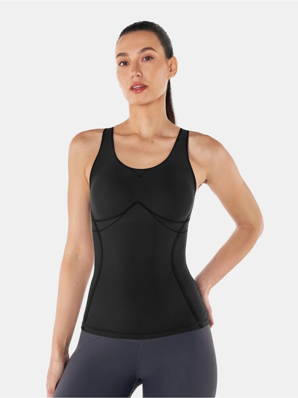 Fanka Body Sculpt Seamless Long Bra Tank Removeable Pads Size Large